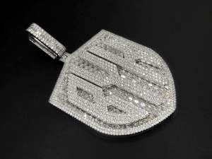 Pendentif personnalisé taille baguette émeraude, serti de diamants de laboratoire, en argent 925 massif, or véritable 10K, testeur d'or, style Hip Hop, or blanc, bijoux en diamant - Product Image 2