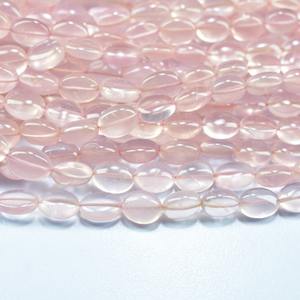 Natural Rose Quartz Smooth Oval Shape Loose Gemstone Beads 6 To 8mm Quartz Stone Beads For Jewelry Making Wholesale Rose Quartz - Product Image 1