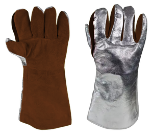 Heavy Duty Industrial Aluminized Spark Resistant Split Leather Safety Cuff TIG Welding <b>Gloves</b> Anti-Cut Anti-Vibration Heat Nomex - Product Image 4