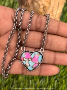 Collar Bohemio de Plata de Ley con Corazón Turquesa y Algodón Natural de Alta Calidad, Cadena con Engaste de Bisel, Joyería de Moda para Mujer - Product Image 5