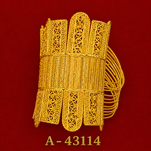 Luxury Trendy Geometric Wide Zinc Alloy Gold Plated Zircon Cuff Bangles | Dubai Style Ethnic Bridal Jewelry A-43109 - Product Image 3