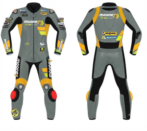 ชุดแข่งรถมอเตอร์ไซค์พรีเมียมหนังวัว/หนังจิงโจ้ พร้อมอุปกรณ์ป้องกัน CE Armor Protection Approved Gear - Product Image 1