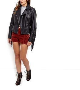 Chaqueta de Motera de Satén para Mujer, Moda Otoño Invierno, Superventas, Piel de Cordero, Talla XL, Decoración con Bolsillos, Fabricada en Pakistán - Product Image 3