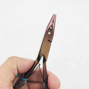 Pince à cheveux en acier inoxydable de haute qualité, couleur or rose, 3 trous, pour extensions de cheveux à micro-perles, avec logo personnalisé - Product Image 3