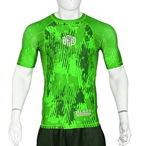 Hombres BJJ rash guard para gimnasio fitness camisa de compresión diseño de sublimación de media manga en moq bajo - Product Image 1