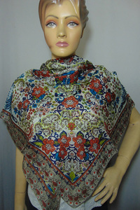 Custom Designed 100% Pure Silk Women's Headscarf Luxury 90x180cm Paisley Flower Print Logo Pattern Long Square Winter Shawl - Product Image 6