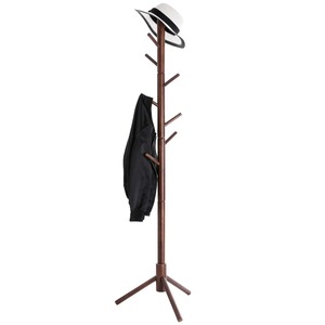 Perchero de pie de madera con ganchos en forma de rama para almacenamiento en la entrada, diseño minimalista, acabado marrón - Product Image 3
