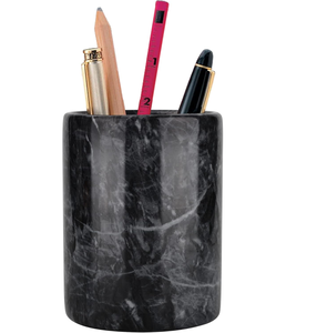 Porte-stylos en marbre, organisateur de bureau, rangement de papeterie de table, support de stylos au design antique, porte-crayons rond - Product Image 5