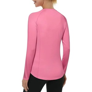 Haut de sport sans coutures pour femme à manches longues, anti-transpiration, pour yoga, protection anti-UV, ajustement moulant, couche de base de compression - Product Image 4