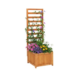 Wooden Raised Garden Bed for Outdoor Garden with Grill <b>Planter</b> Box Trellis for <b>Vegetables</b> and Flowers Balcony made in Vietnam - Product Image 5