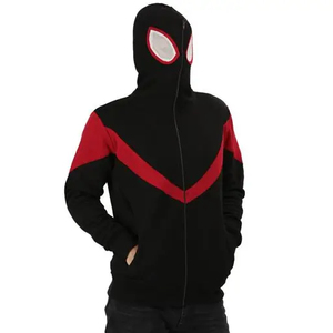 Sweat-shirt à capuche pour homme, noir et rouge, design masque, décontracté, 100% coton molletonné, respirant, coupe classique, hiver - Product Image 2
