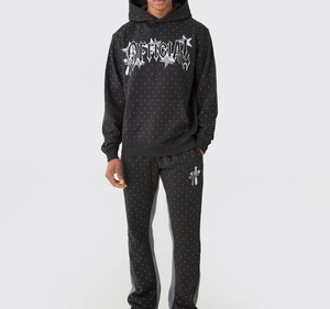 Chándal con Capucha para Hombre, Personalizado con Pedrería, Diseño OEM, 2 en 1, Transpirable, 100% Poliéster, Informal, Económico, para Invierno - Product Image 1