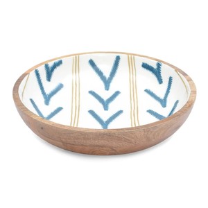 Handcrafted <b>Mango</b> <b>Wood</b> Serving <b>Bowl</b> with Floral Enamel Interior Coating Decorative Wooden Salad <b>Bowl</b> for Fruits Snacks Dry Fruit - Product Image 2