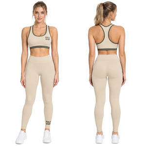 Conjunto Deportivo de 2 Piezas para Mujer: Sujetador Deportivo Racerback y Leggings Largos, Ropa de Gimnasio, Yoga, con Logotipo Impreso - Product Image 2