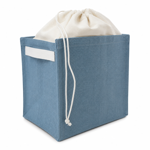 Custom Logo Jute Drawstring <b>Storage</b> Basket 30x30x24 cm Foldable <b>Laundry</b> Hamper Home Organizer Wholesale OEM ODM Export Supplier - Product Image 3
