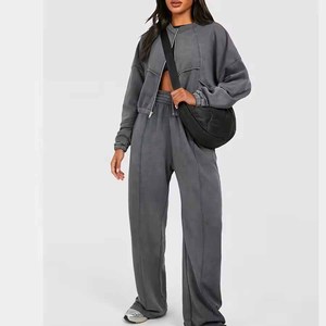 Custom Unisex Plain Zipper Hoodie Trousers Set Tracksuit For Women French Terry Heavyweight Sweatsuit Hoodie And Trousers Set - Product Image 3