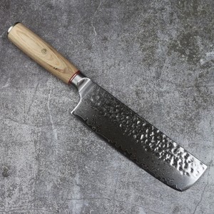 Couteau de chef artisanal personnalisé en acier Damas forgé, manche en bois, étui en cuir, design ambidextre, style industriel - Product Image 5