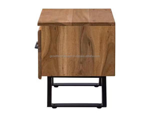 Juego de Mesitas de Noche Rústicas de Madera Maciza de Mango, 1 Estación de Carga, 1 Cajón, Modernas, Hechas a Mano en Rajasthan, Exportación Mundial - Product Image 4