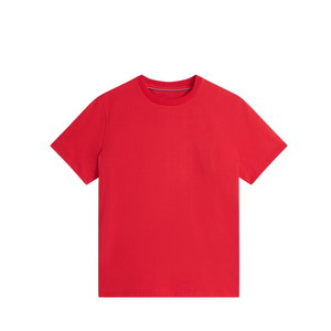 T-shirt décontracté pour homme, col rond, manches courtes, rouge uni, coupe classique, teinture unie - Product Image 6