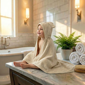 Serviette à capuche pour bébé Signature Animal, 100% coton, douce et absorbante, peignoir de bain pour nouveau-né, couleur personnalisée, logo brodé, unisexe, cadeau, broderie - Product Image 2