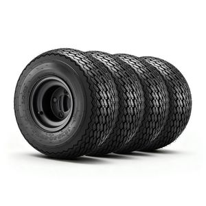 Roues de chariot de golf en acier noir de 8 pouces 18x8.50-8 Combo (lot de 4) en caoutchouc 4 plis pour Club Car EZGO Yamaha, ajustement parfait - Product Image 1