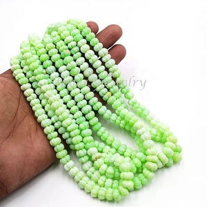 Perles de pierres précieuses en opale verte de haute qualité, sculptées en forme de melon, 8 mm, forme citrouille, pour la fabrication de bijoux, vente en gros indienne - Product Image 1