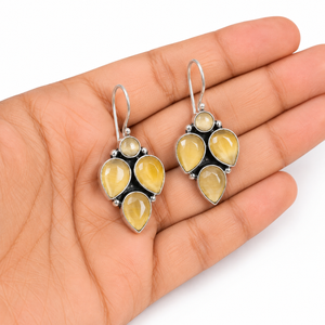 Pendientes Colgantes de Plata Oxidada con Bisel de Piedra Azul Estilo Bohemia para Mujer con Garantía Comercial |   Proveedor Directo de Fábrica para Bodas al por Mayor - Product Image 4