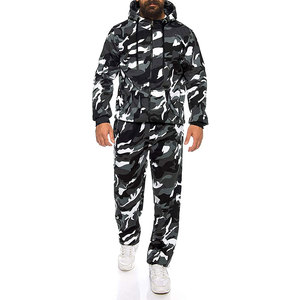 Men Hooded <b>Tracksuit</b> Set <b>Camouflage</b> Print Full Length Sweatshirt Jogger Pants Casual Streetwear Breathable 100% Polyester winter - Product Image 1