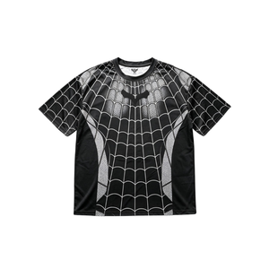 เสื้อยืดคอกลมแขนสั้นลายใยแมงมุมสีดำสำหรับผู้ชาย ผลิตจากโพลีเอสเตอร์ 100% สไตล์ลำลองแนวสตรีทแวร์ ขายส่งเสื้อผ้า - Product Image 3
