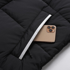 <b>Mens</b> Long <b>White</b> 80% Camel Down Slim Puffer Coat Black Stripe Details Winter <b>Jacket</b> Covered Button - Product Image 2