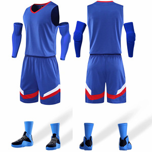 Conjunto de Uniforme de Baloncesto Blanco Personalizado Unisex, Camiseta sin Mangas, Pantalones Cortos, Coderas Rojas, Calcetines Transpirables que Absorben la Humedad - Product Image 6