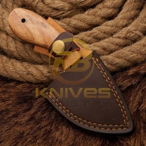 Cuchillo de Caza de Hoja Fija de Acero de Damasco, Punta Caída, Mango de Madera, Borde Biselado, Cuchillo de Supervivencia para Exteriores - Product Image 5