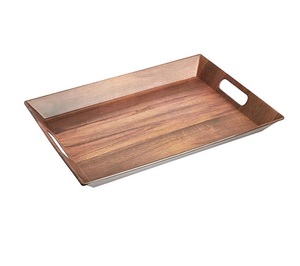 Best Modern Square Shaped Acacia <b>Wood</b> Serving <b>Tray</b> Metal Handle Handmade Customizable Color Design Eco-Friendly Multi-Purpose - Product Image 1