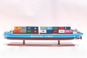 Modèle de navire porte-conteneurs MACSTAR LINES NINH BINH, navire de cargaison vietnamien en bois artisanal, pour collection, cadeau d'affaires - Product Image 2