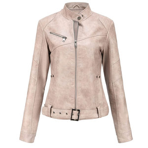 Women Fashion <b>Biker</b> Leather <b>Jacket</b> Genuine Leather Motorcycle Coat Premium Custom Logo OEM Wholesale Manufacturer - Product Image 2