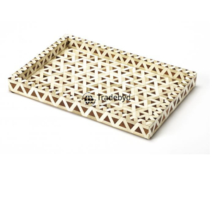 Plateau élégant et moderne en os incrusté, table basse décorative mobile de qualité supérieure, fabriquée à la main par Tradebyd - Product Image 1