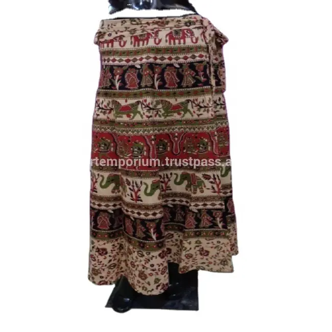 Nouveau 2024 tendance mode Style coton éléphant imprimé Designer femmes longues jupes portefeuille en gros de l'inde