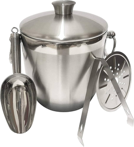 Cubos de Hielo Aislantes para Vino y Champán de Acero Inoxidable de Alta Calidad con Cuchara/Pinzas/Tapa, en Oferta - Product Image 1