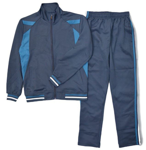 Conjunto Deportivo Unisex Azul, Sudadera con Cierre Frontal y Mangas Largas, Pantalones Jogger, Color Sólido, Estilo Casual Deportivo para Adultos, Otoño - Product Image 2