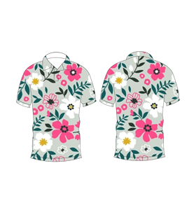 เสื้อโปโลผู้ชายสีเทาอ่อนพิมพ์ลายดอกไม้สีชมพูลำลองแขนสั้นแฟชั่นฤดูร้อน - Product Image 3