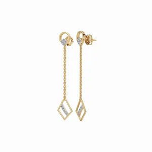 Nouvelles boucles d'oreilles tendance en or jaune 18 carats avec diamants de laboratoire Aurora Prism Drop taille brillant rond, 18 pièces - Product Image 1