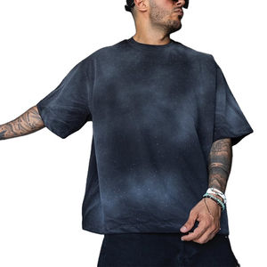T-shirt surdimensionné personnalisé pour homme, effet délavé vintage, en coton, coupe ample, streetwear décontracté, manches courtes, mode estivale - Product Image 1