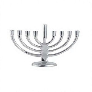 Modern Asymmetric <b>Silver</b> Nine Branch Menorah Candle Holder Contemporary Jewish Hanukkah Artistic Design - Product Image 2