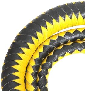แส้หนัง PU สีดำและสีเหลืองพร้อมด้ามจับแบบถักสำหรับฝึกม้า - Product Image 3