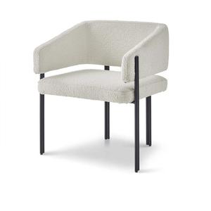 Chaise de salle à manger moderne en bouclette, chaise d'appoint rembourrée avec pieds en métal, fauteuil pour hôtel, restaurant, villa, salle à manger - Product Image 1