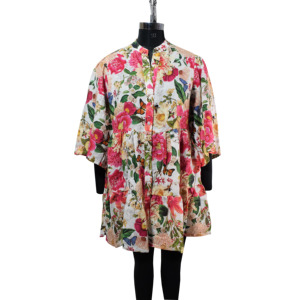 Autumn Season Girls Women's 100% Linen V-neck <b>Elastic</b> Waist Cami Shorts <b>Dress</b> Eco-Friendly Floral Printed Breathable Mini - Product Image 2