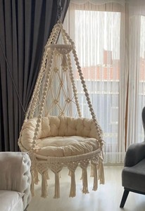 <b>Macrame</b> Swing, <b>Macrame</b> Hammock Chair, <b>Macrame</b> Round Swing, Hanging Cotto <b>Macrame</b> Hammock Chair, <b>Macrame</b> Swing Chair - Product Image 2