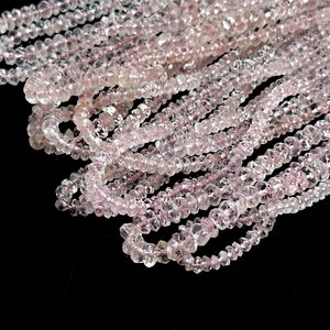 Cuentas facetadas de cuarzo rosa natural de 3-4 mm, hilo de cuentas de piedras preciosas de cuarzo rosa para la fabricación de joyería, venta al por mayor desde India, a granel. - Product Image 2