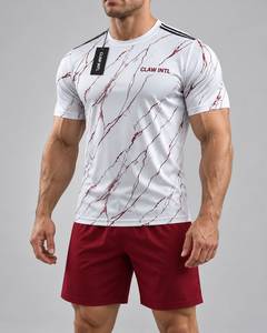 CLAW INTL ชุดเสื้อฟุตบอลชายแขนสั้นคอกลมสีขาวลายหินอ่อนสีแดง - Product Image 3