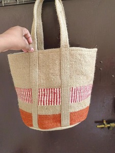 High Quality Eco Friendly Geometric Pattern Jute Tote <b>Bag</b> Durable Shopping <b>Bag</b> for Grocery Use Available at Export Price - Product Image 2